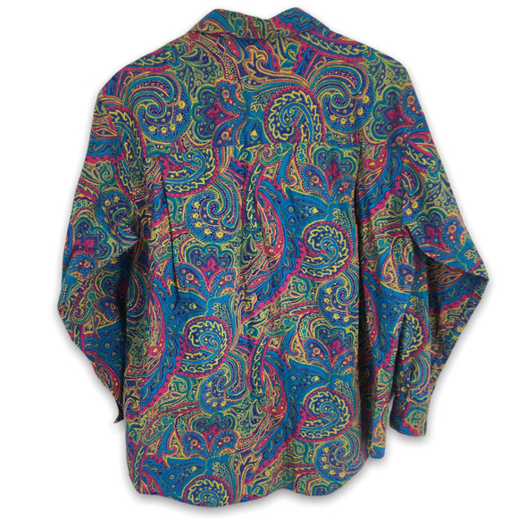 VTG Nordstrom Point of View Paisley Button Down Shirt 10 Long Sleeve Multicolor - Picture 2 of 4